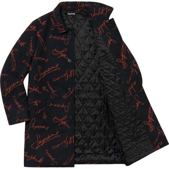 Supreme Script Logos Wool Overcoat - M - Picture 3 of 12